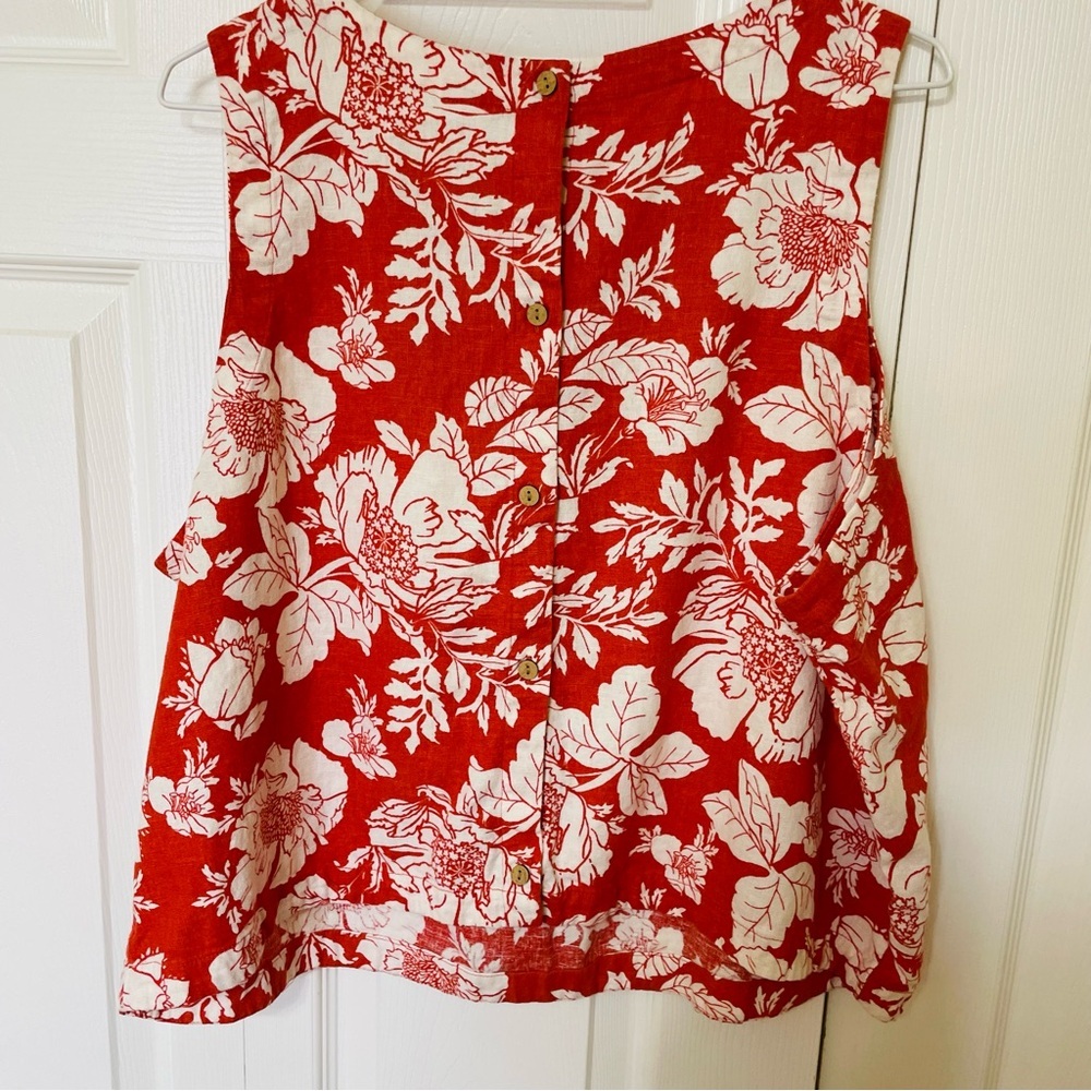 Old Navy  NWT Women’s Size XXL Tall orange and white cropped cotton shirt - Picture 2 of 11